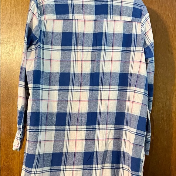 Pink K plaid flannel button up tunic M - Picture 4 of 6